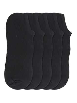 Kolor Fusion Men & Women Solid Black Low Cut Ankle Length Cotton Sneaker Socks (Pack Of 5)