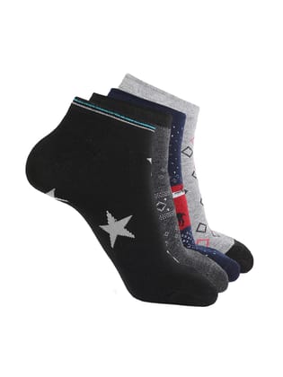 Kolor Fusion Men & Women Assorted Ankle Length Low Cut Cotton Socks (Pack of 4)