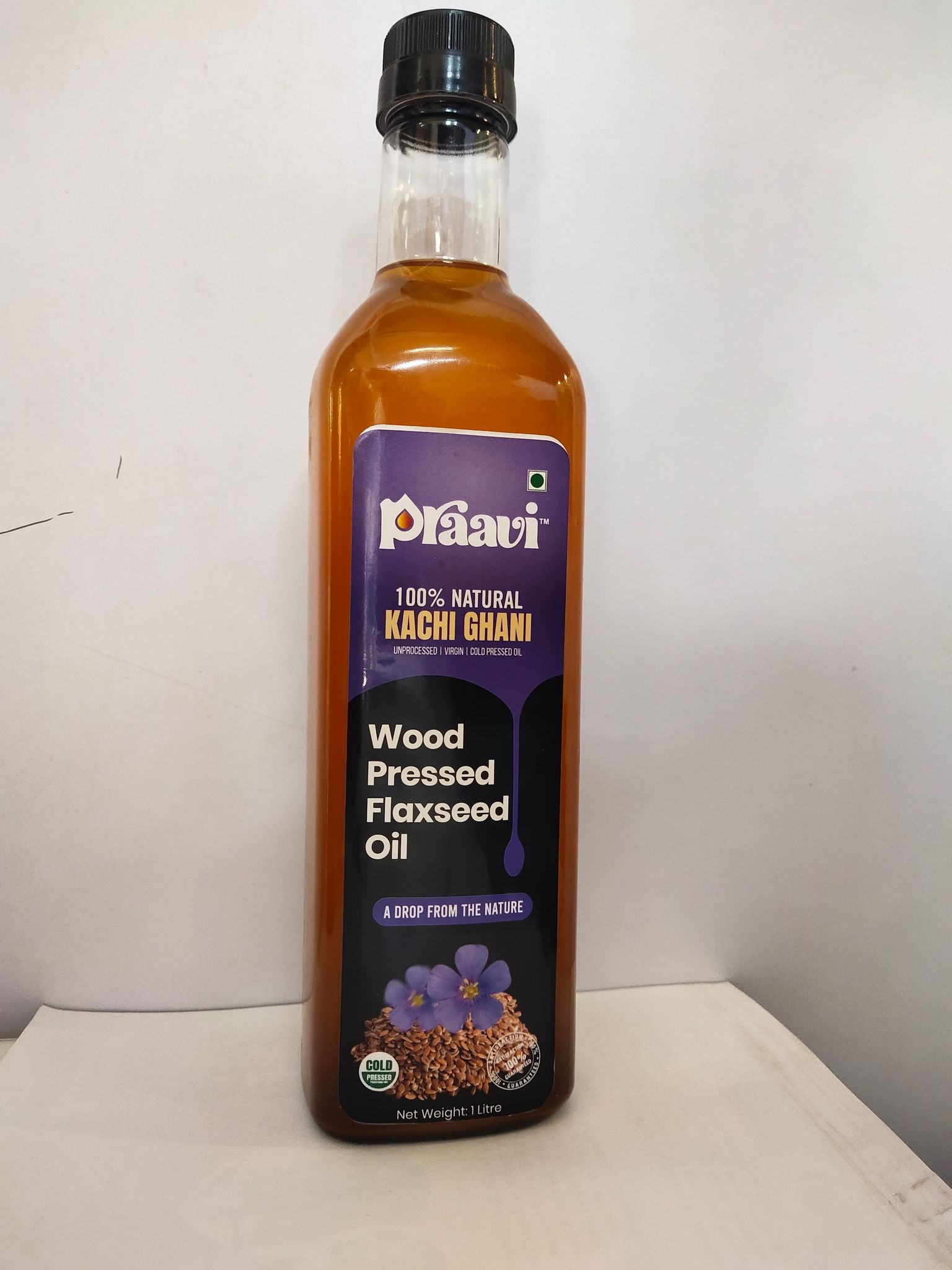 Praavi Pure Alsi/Flaxseed Oil - 1 Litre Cold-Pressed, Nutrient-Rich & Farmer-Made. 