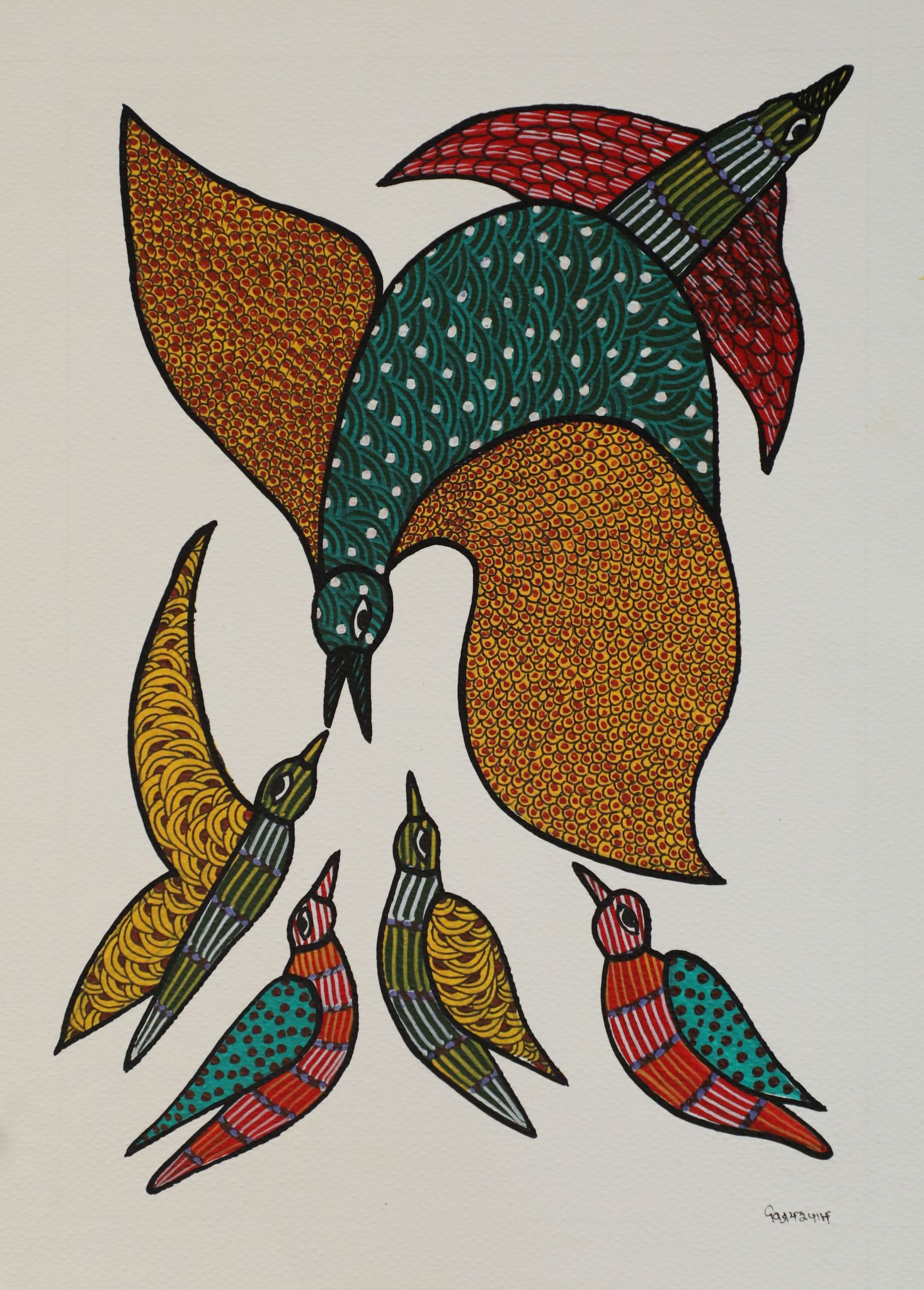 Tribes India Handmade Gond Paper Painting 1TPNGNDMP09065