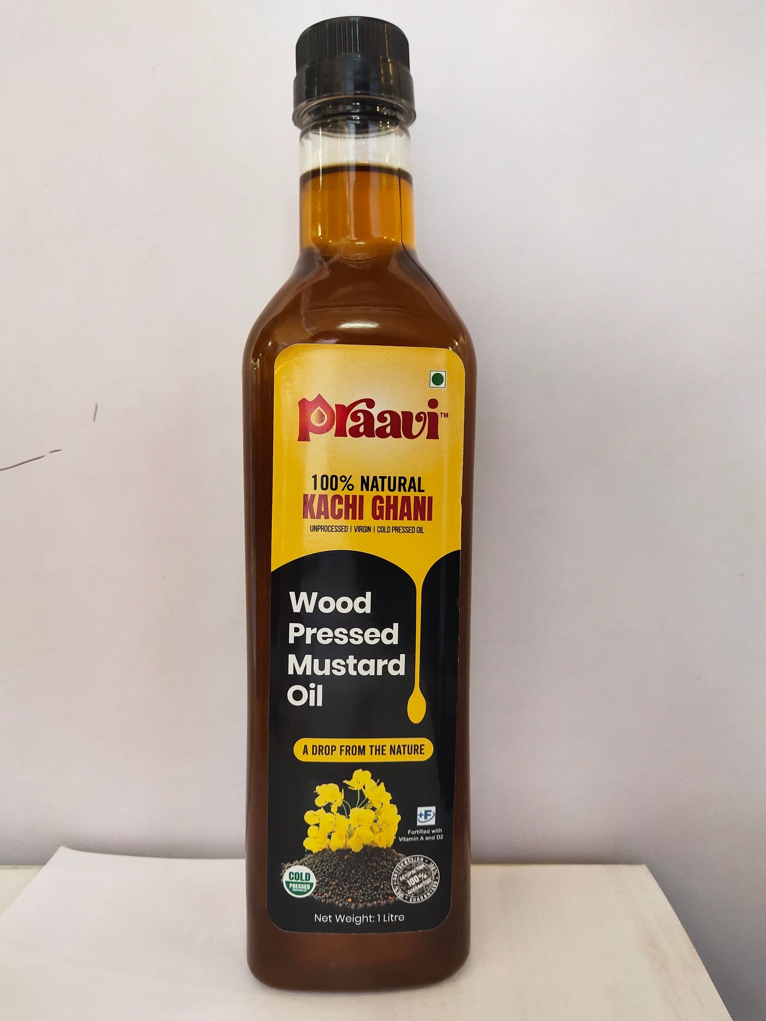 Praavi Wood Pressed Mustard Oil (1 Ltr) – Pure Taste & Farmer-Made Goodness