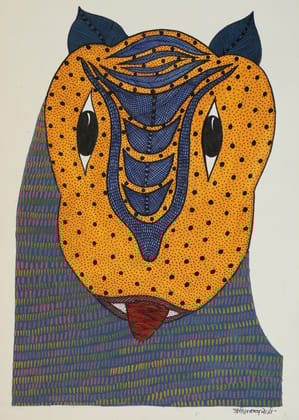 Tribes India Handmade Gond Paper Painting 1TPNGNDMP09124