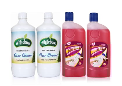 Whitebust Floor Cleaner Pine Phenyl (1ltrx2) & Floral (500mlx2) floor cleaner Pack of 4