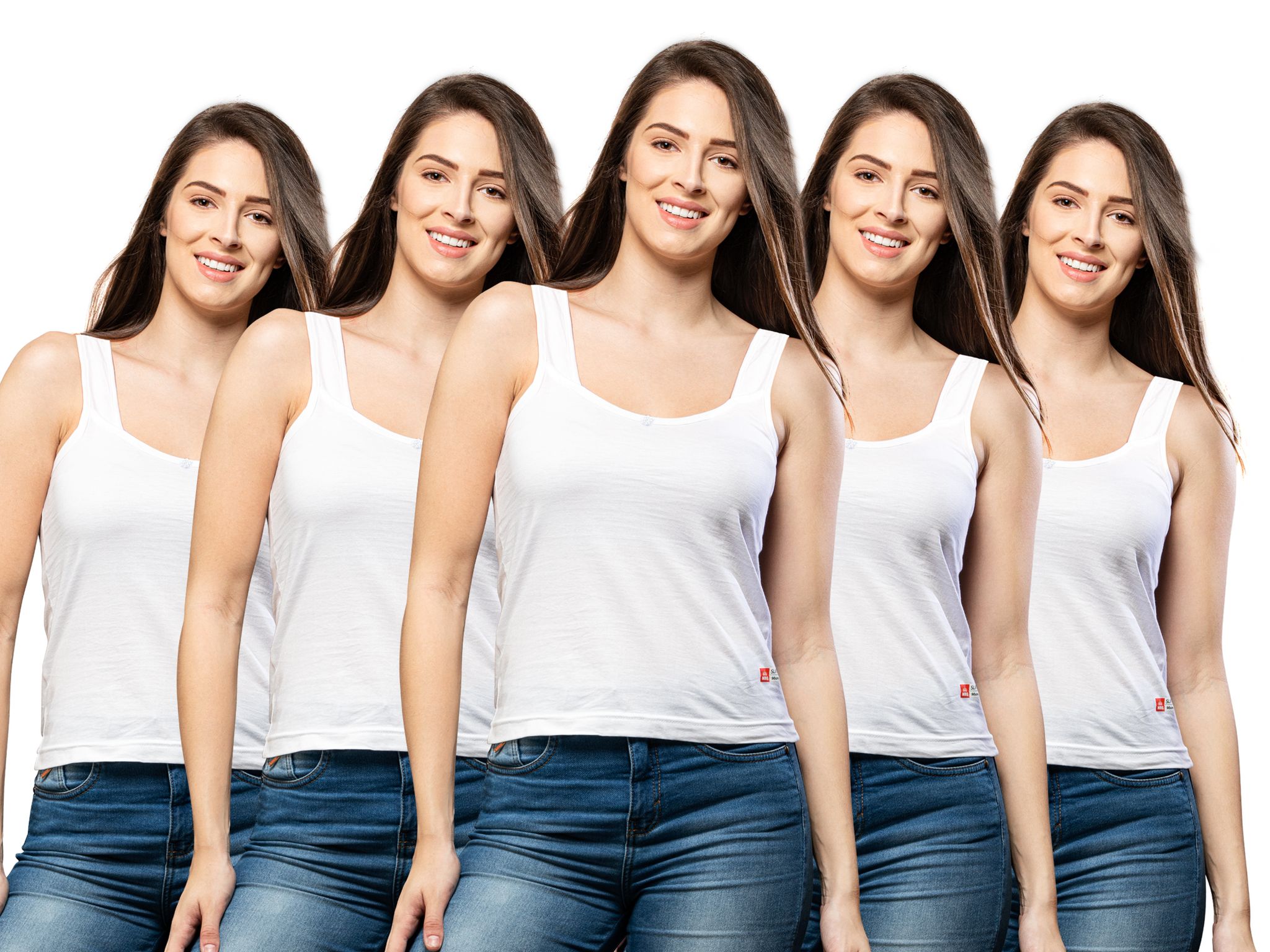 NRG Womens Cotton Assorted Colour Tank Top Half Slips ( Pack of 5 White - White - White - White - White ) L12 Camisole