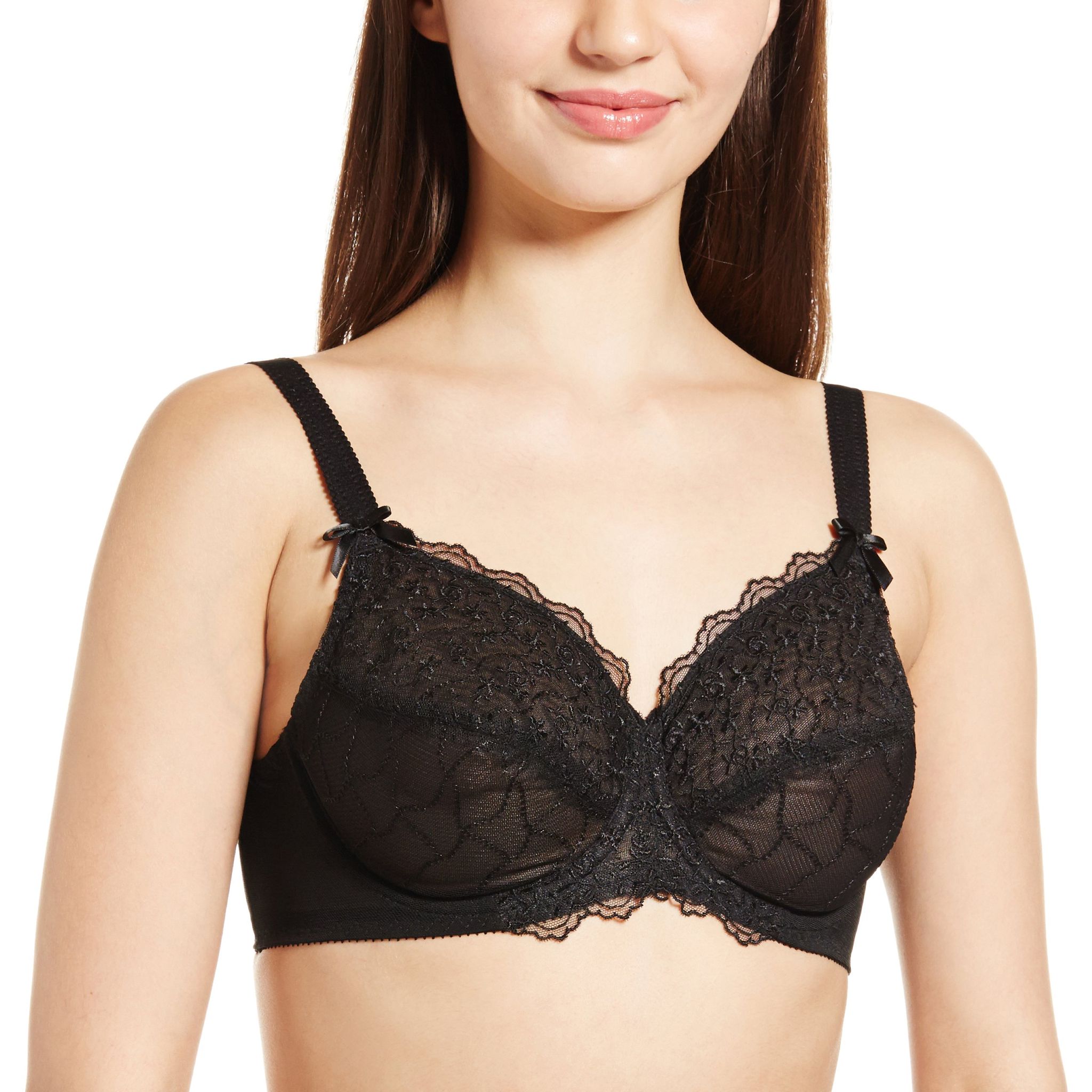 Enamor Women's Wired Bra -38D (Black)