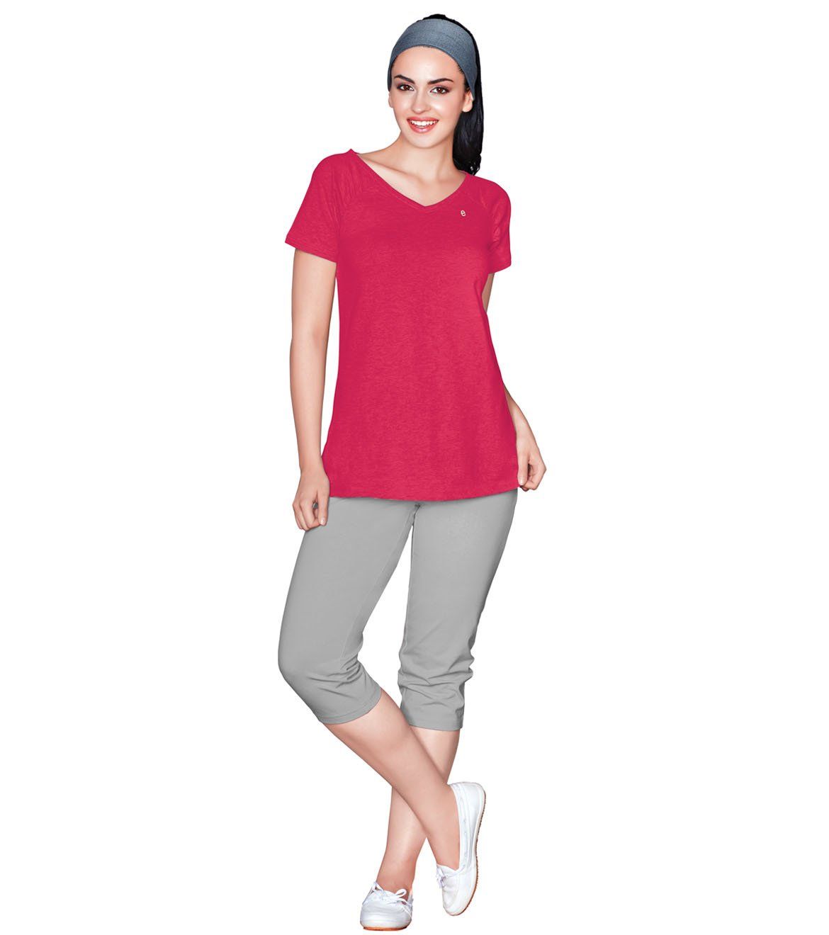Enamor Women's Cotton Long Tees (E015_Lovely Red_Small)