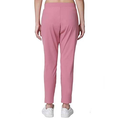 Enamor Athleisure Women's Polyester Blend Mid Rise Relaxed Fit 7/8 Length Quick Dry 4 Way Stretch Antimicrobial Smart Active Travel Pants - E068(E068-Dusty Rose-M)
