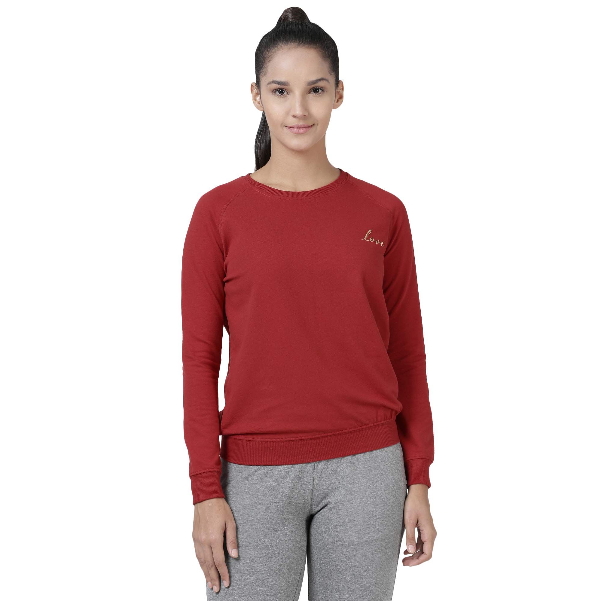 Enamor Essentials E079 Women's Relaxed Fit Basic Terry Sweatshirt