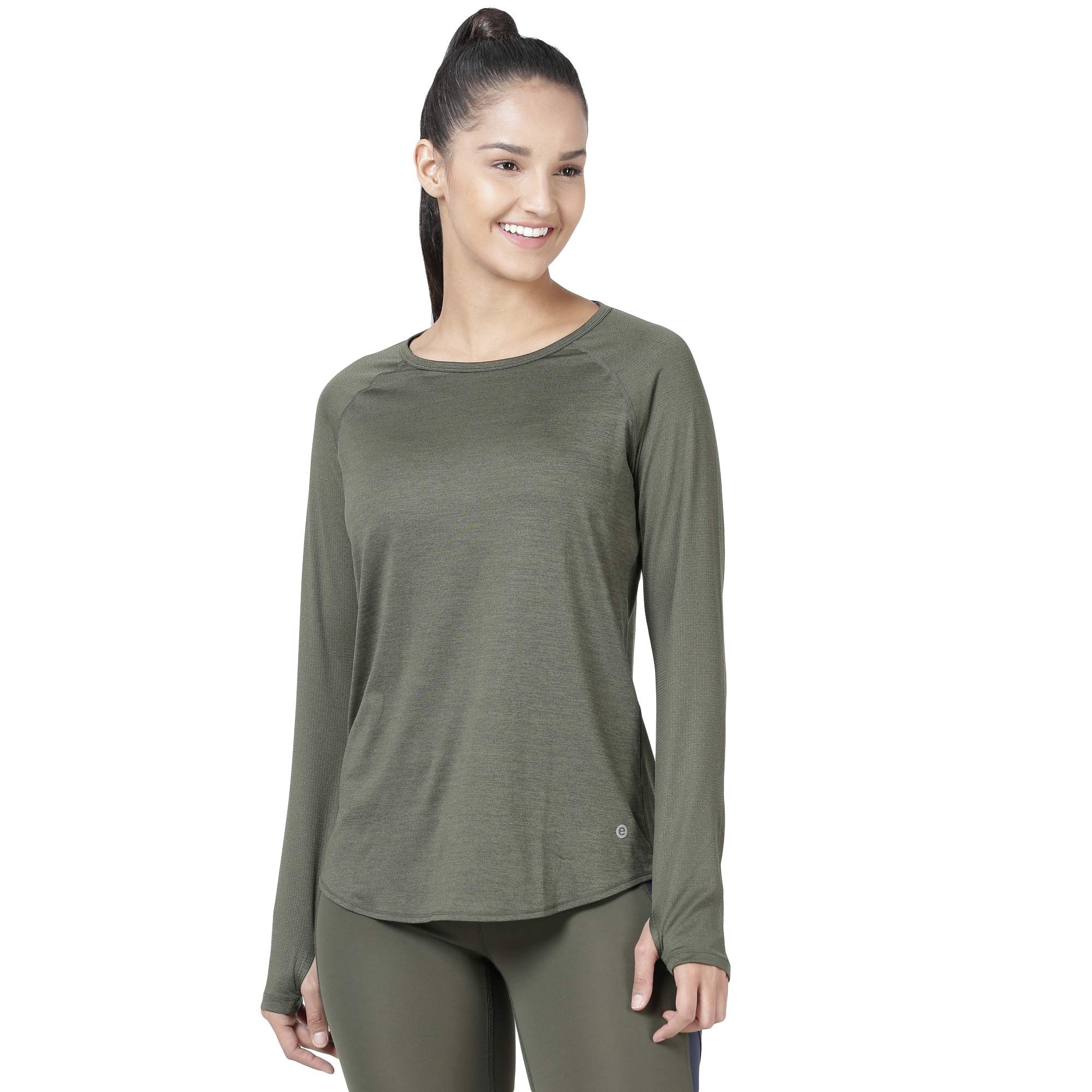 Enamor E073 Athleisure Training Tee -�DEEP Olive Melange