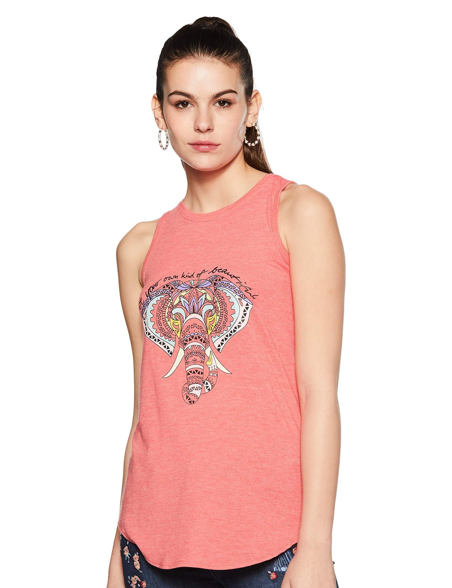 Enamor EA41 Athleisure Swing Tank Top -�Coral Blush Melange