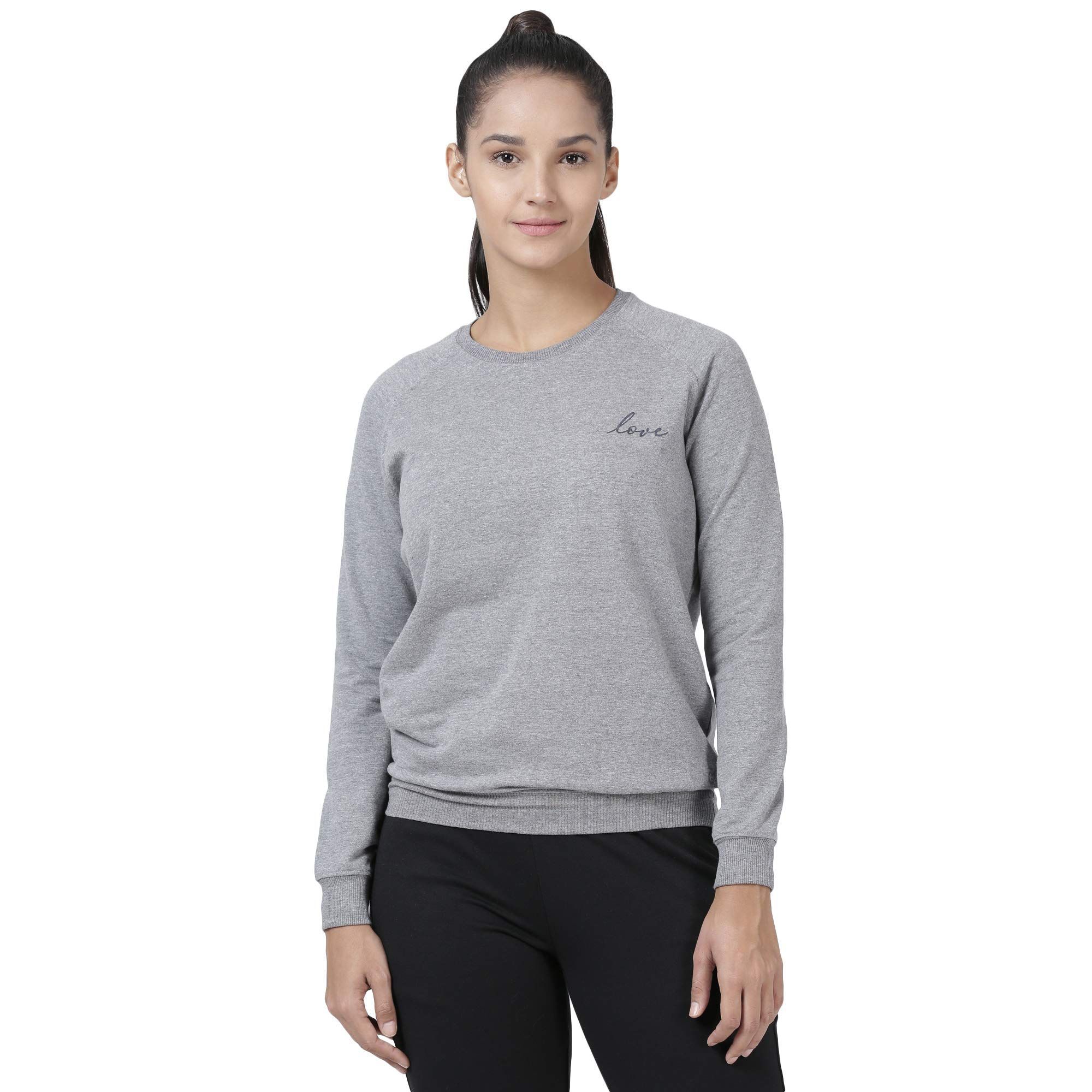 Enamor Essentials E079 Women's Relaxed Fit Basic Terry Sweatshirt