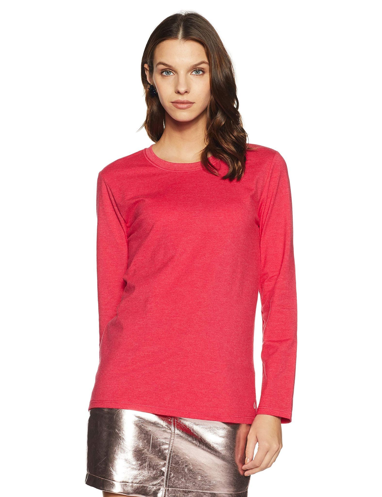 Enamor Essentials E057 Women�s Slim Fit Cotton Spandex BasicTee Pink