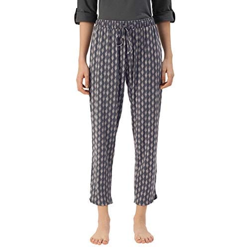 Enamor E048 Mid-Rise Tapered Shop In Lounge Pants for Women with Curved Slit Hems