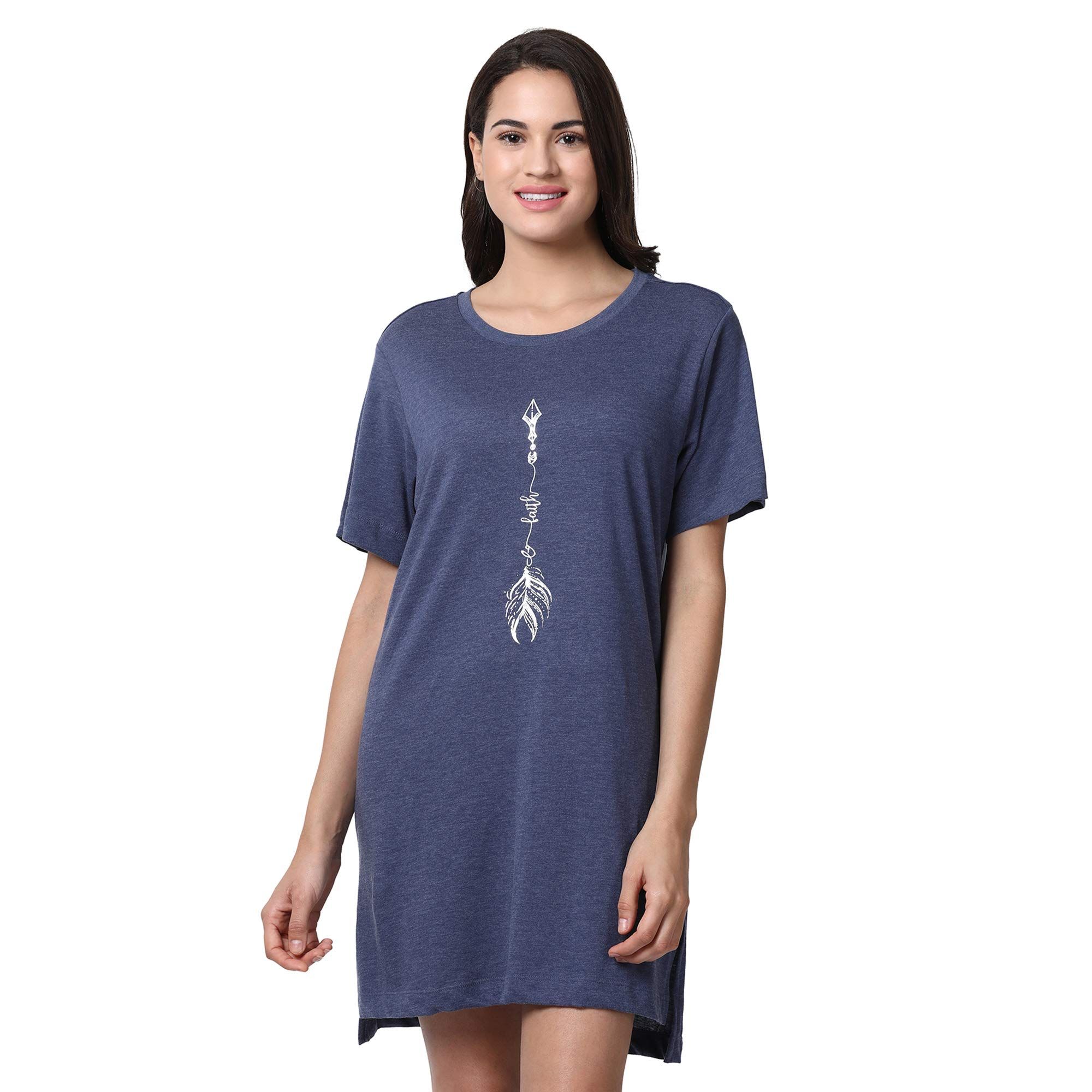Enamor Essentials E061 Women Night Dress Cotton Tunic Tee