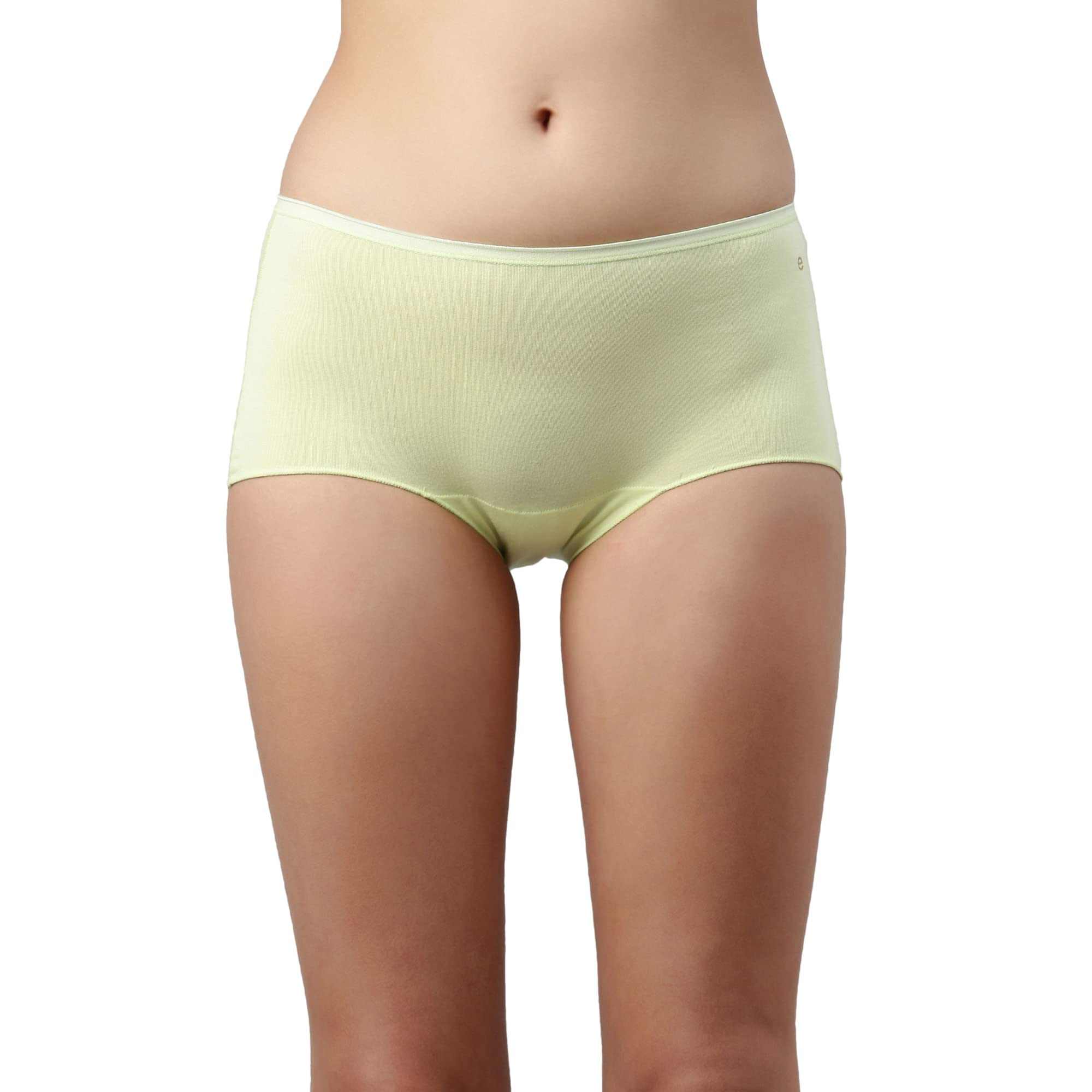 Enamor Womens MS01-Solid Mid Waist Full Coverage Embrace Fit Basic Modal Antimicrobial and Stain Releas Finish Boyshorts Panty-Pack of 1 (MS01_Green Pear_S)