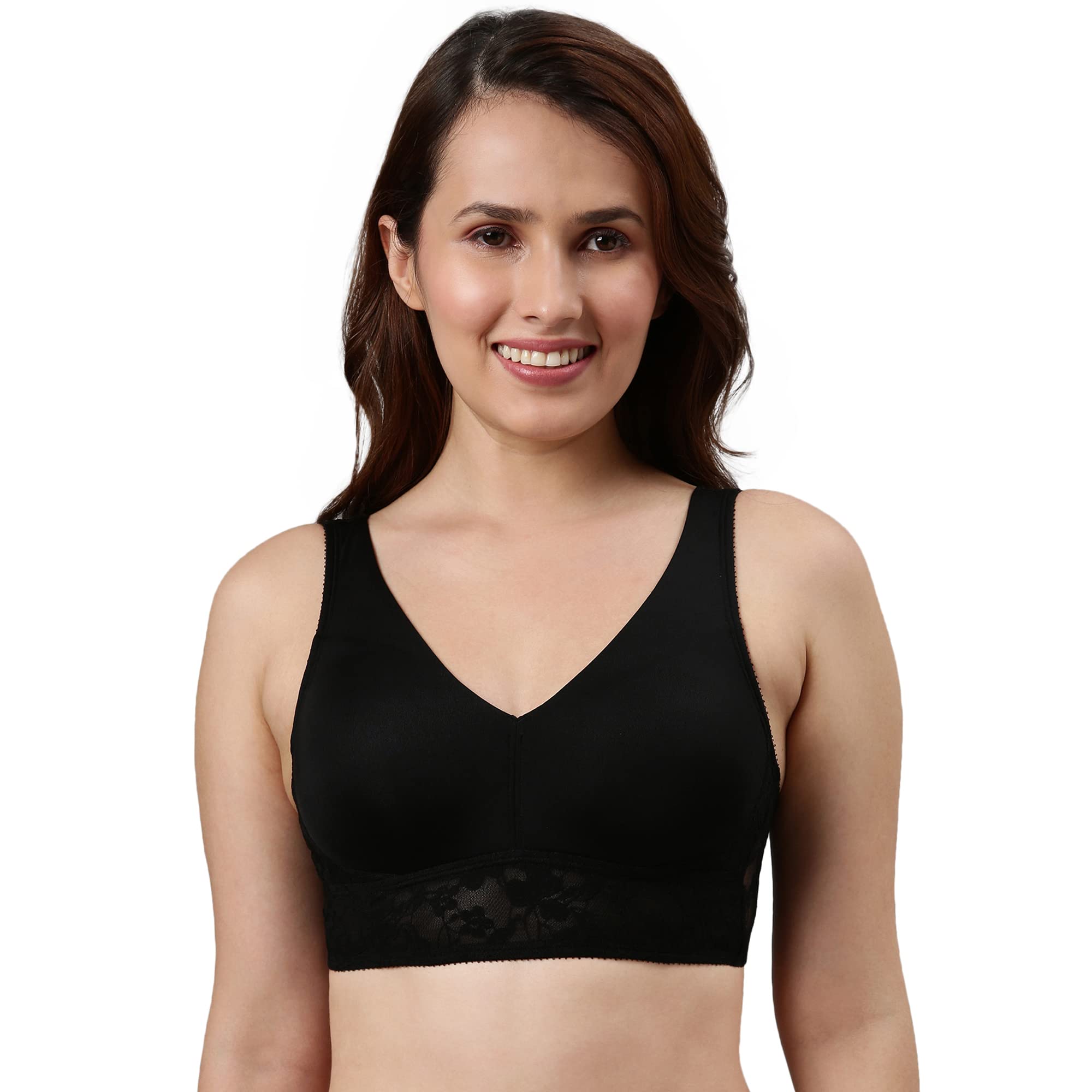 Enamor Women's Nylon Blend Non Padded Wire Free Full Coverage Bra