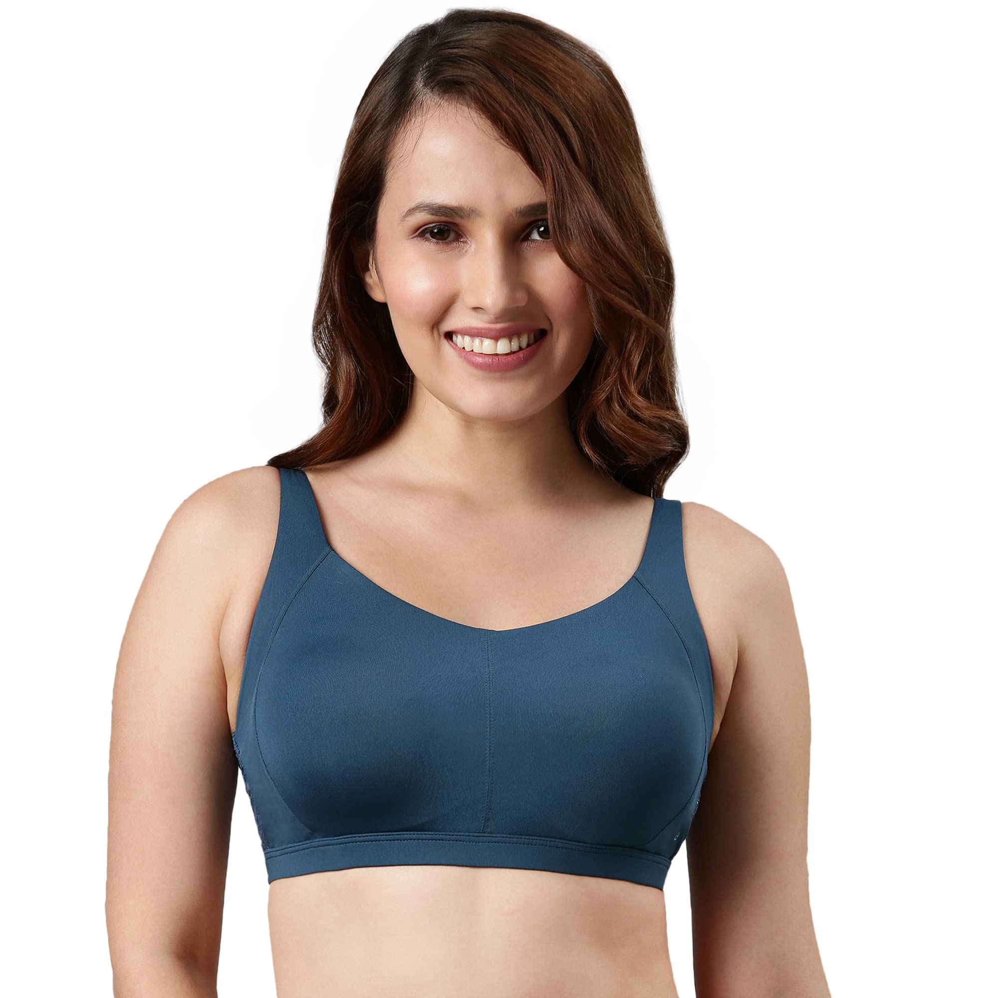 Enamor Women's Nylon Blend Padded Wire Free Everyday Bra