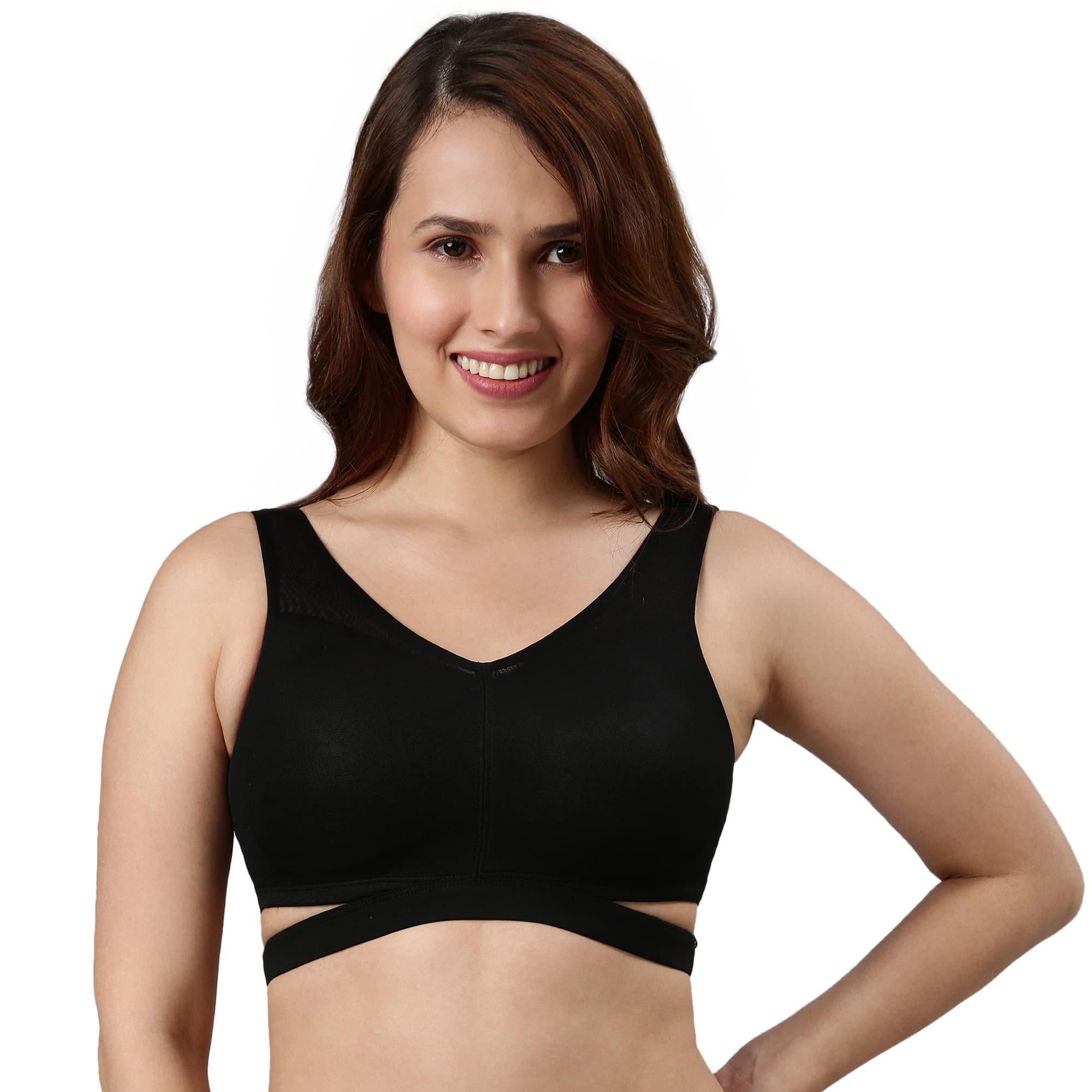 Enamor Women's Nylon Blend Non Padded Wire Free Full Coverage Bra