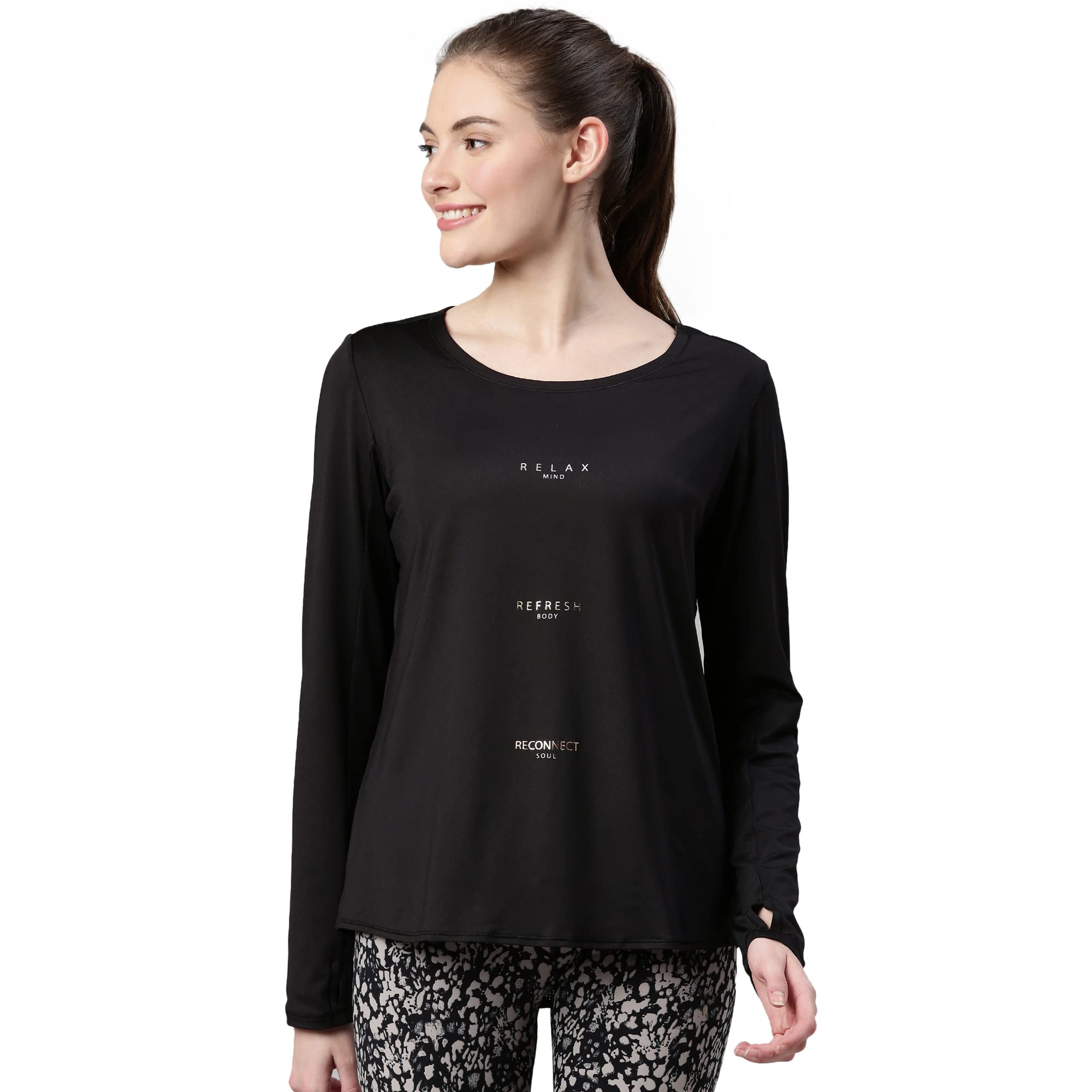 Enamor Womens Athleisure A304-Dry Fit Long Sleeve with Antimicrobial & Sweat Wicking, Anti Chill Activewear T-Shirt