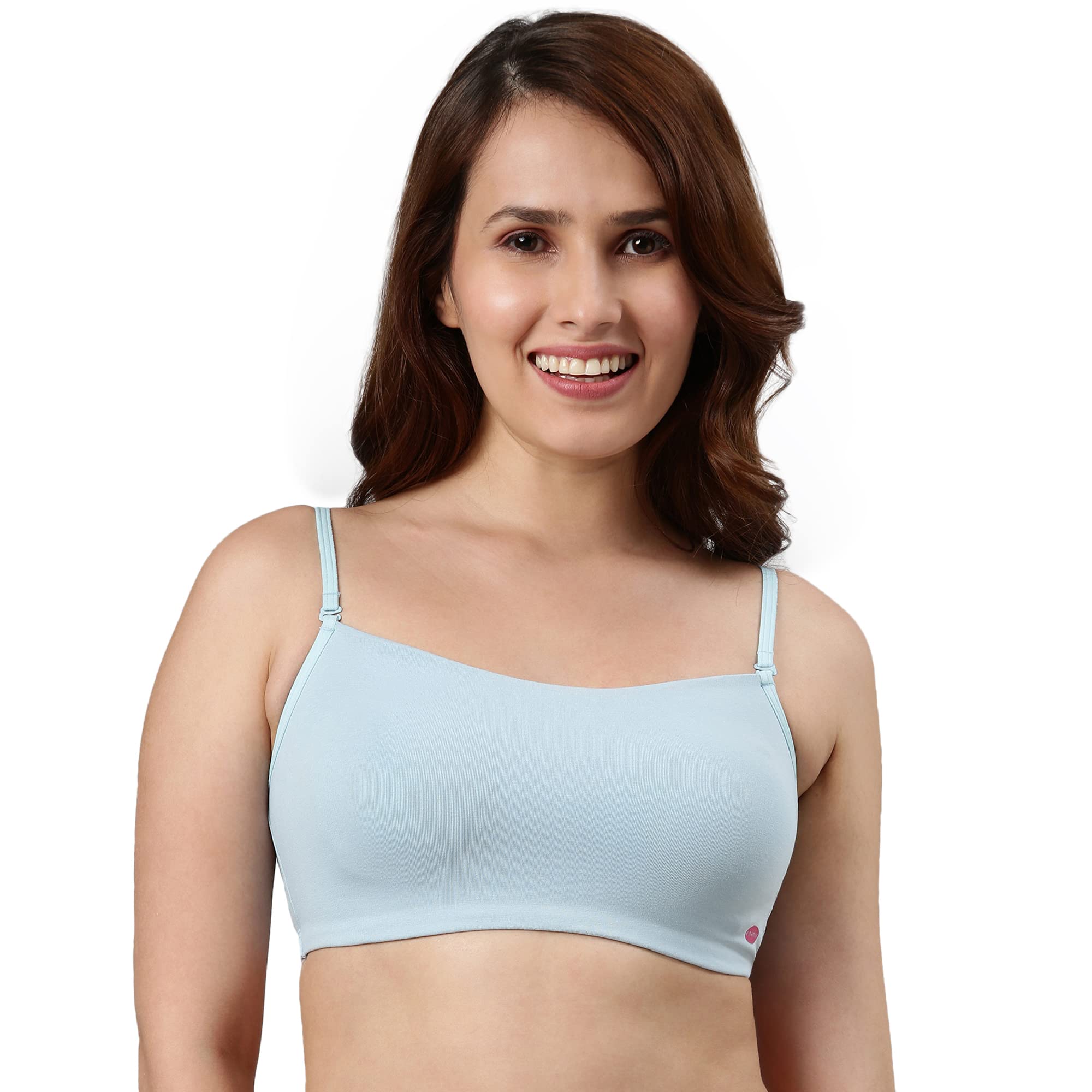 Enamor Basic Non Padded Wirefree Full Coverage Stretch Cotton Cami Bra for Womens-A022