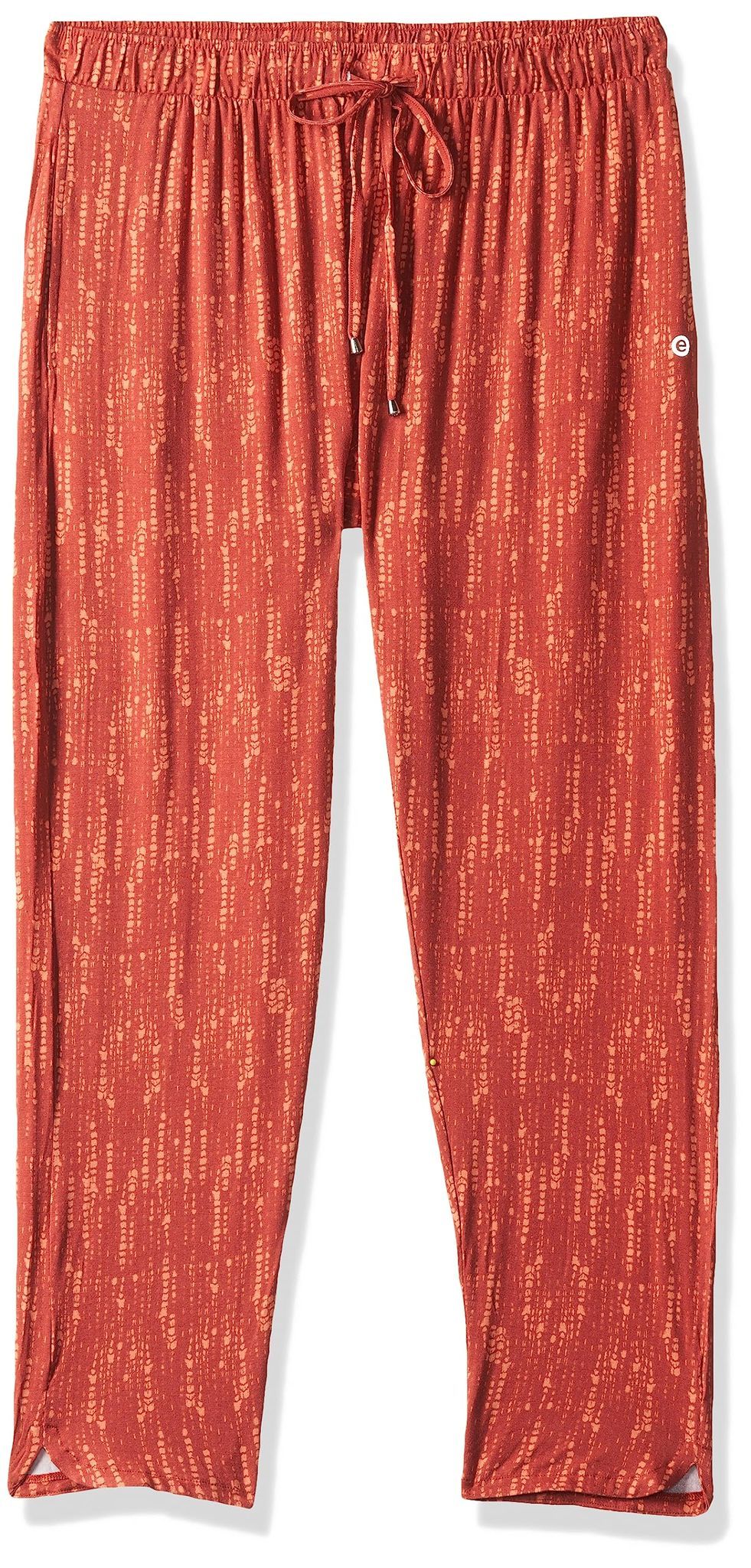 Enamor Essentials Women's Mid Rise 7/8th Relaxed Fit Soft & Drapey 4 Way Stretch Viscose Spandex Lounge Pants with 2 Side Pockets- E048(E048-Brick Tie Die Aop-XXL)