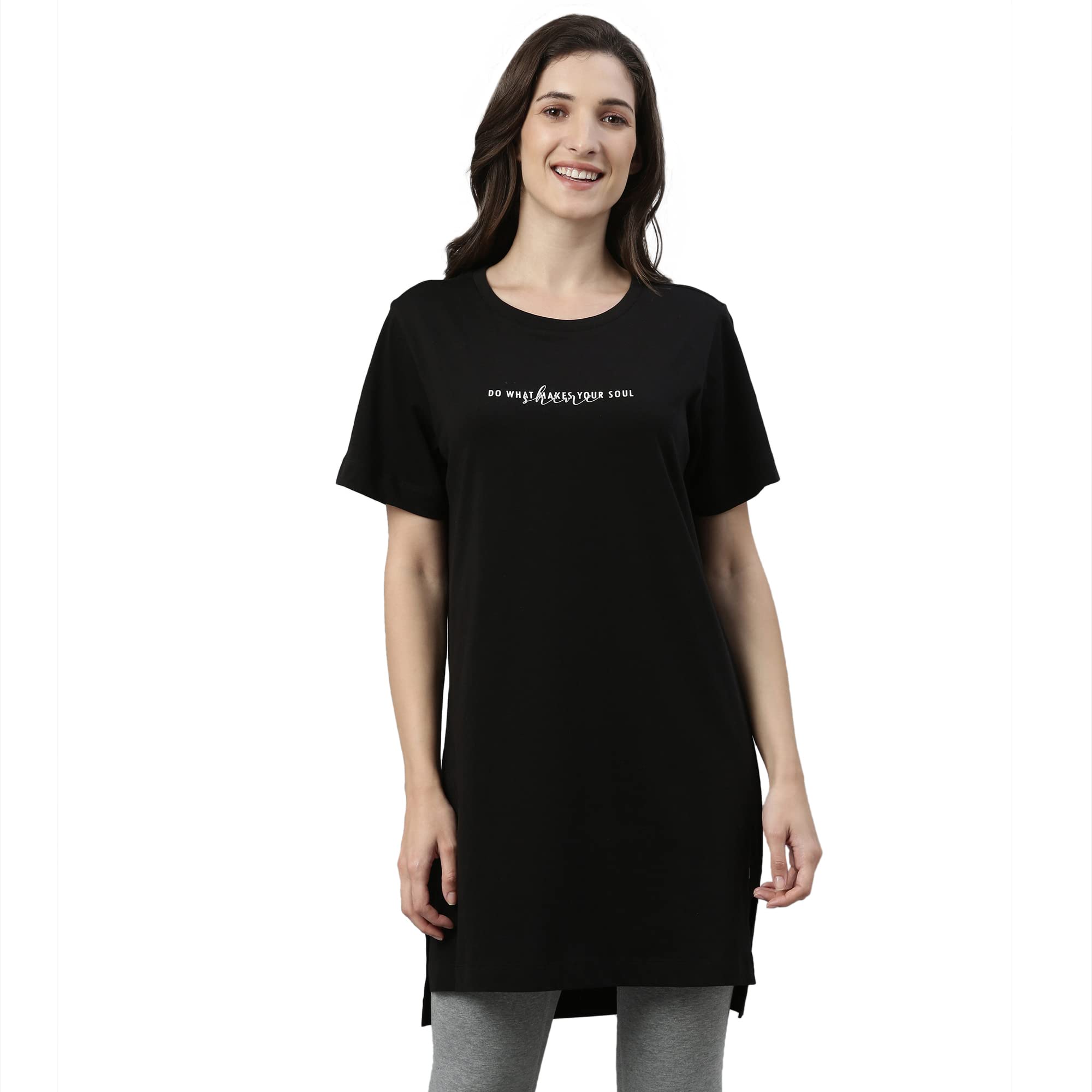 Enamor Essentials E061 Women Night Dress Cotton Tunic Tee
