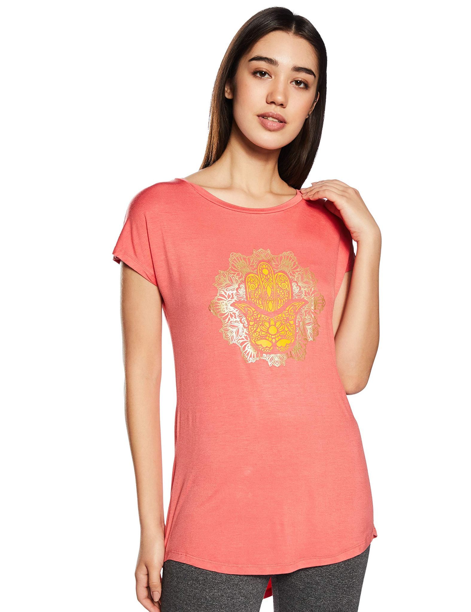 Enamor Women's Rayon Athleisure E043 Relaxed Fit Mindful Graphic Tee