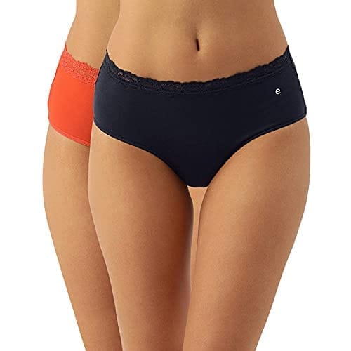 Enamor Women Pack of 2 Antimicrobial Stain Release Finish Full Coverage and Mid Waist Hipster Panties - CH02