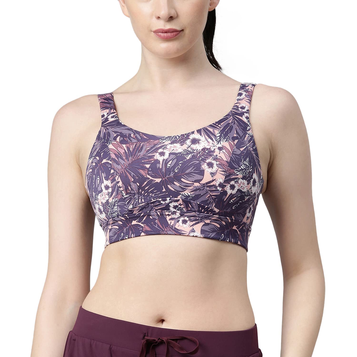 Enamor SB18 Women's Synthetic Convertible Back High Impact Sports Bra - Padded Nod Wired Full Coverage(SB18-Lilac Run-32Z)