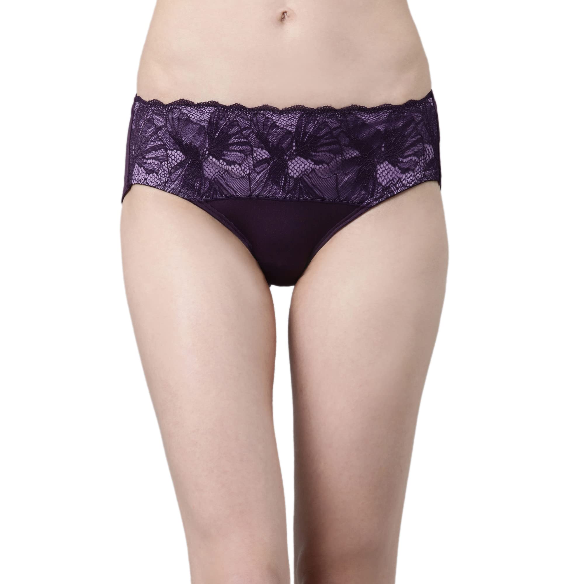 Enamor Women's 85% Polyamide, 15% Elastane Classic Regular Fit Briefs (Pack of 1) (P116_BlackBerry Cordial_S)