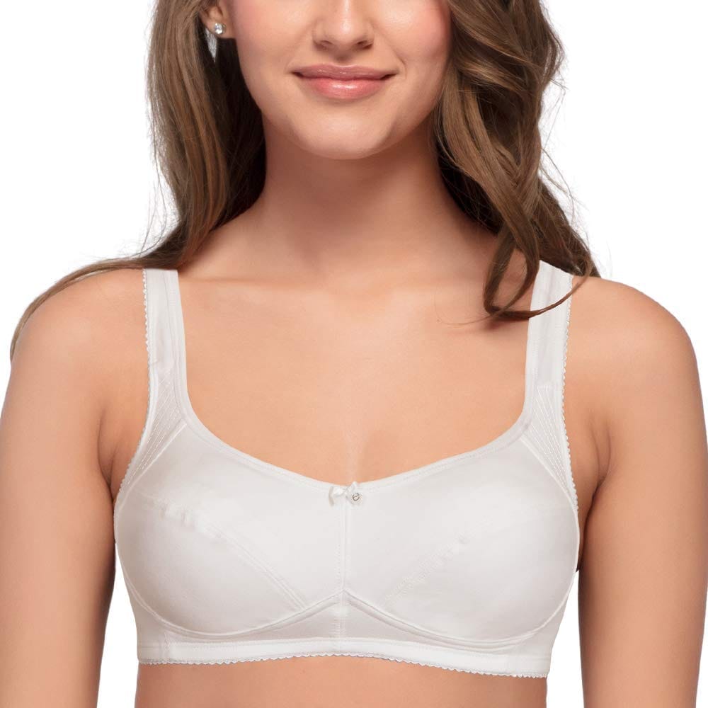 Enamor A053 Side Shaper Cotton Balconette Bra � Non-Padded, Wirefree & High Coverage White