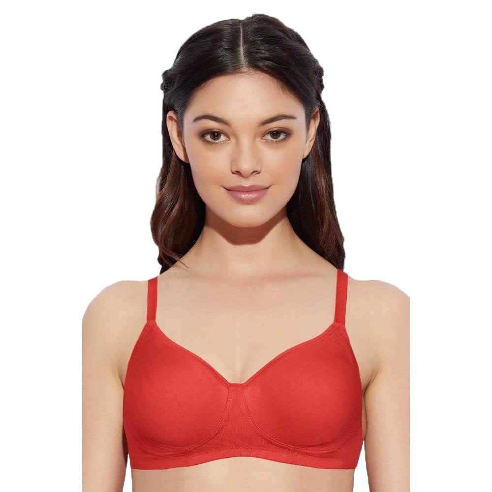 Enamor A042 Side Support�Shaper�Supima�Cotton Everyday�Bra - Non-Padded,�Wirefree�& High Coverage Poppy RED