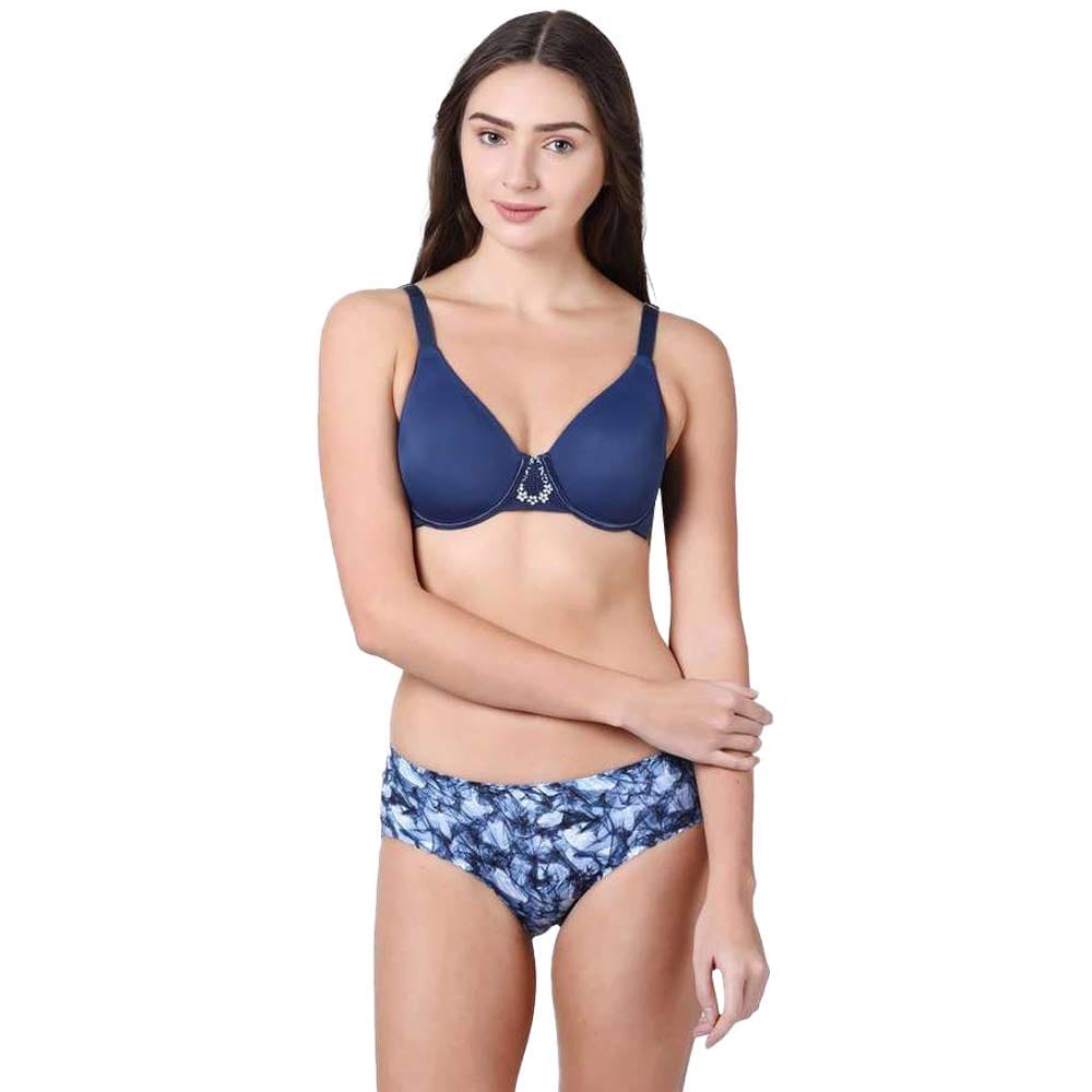 Enamor Women's Polyester, Elastane Padded Wired Minimizer Bra (EBFDAF039SQZ40C_Quartz_40)