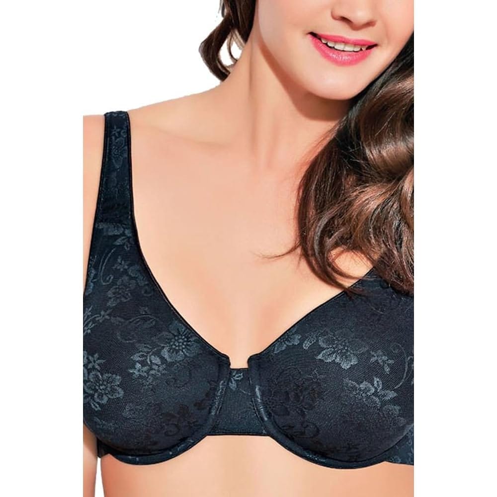 Enamor F035 Minimizer Full Support Bra - Non-Padded Wired High Coverage - Black
