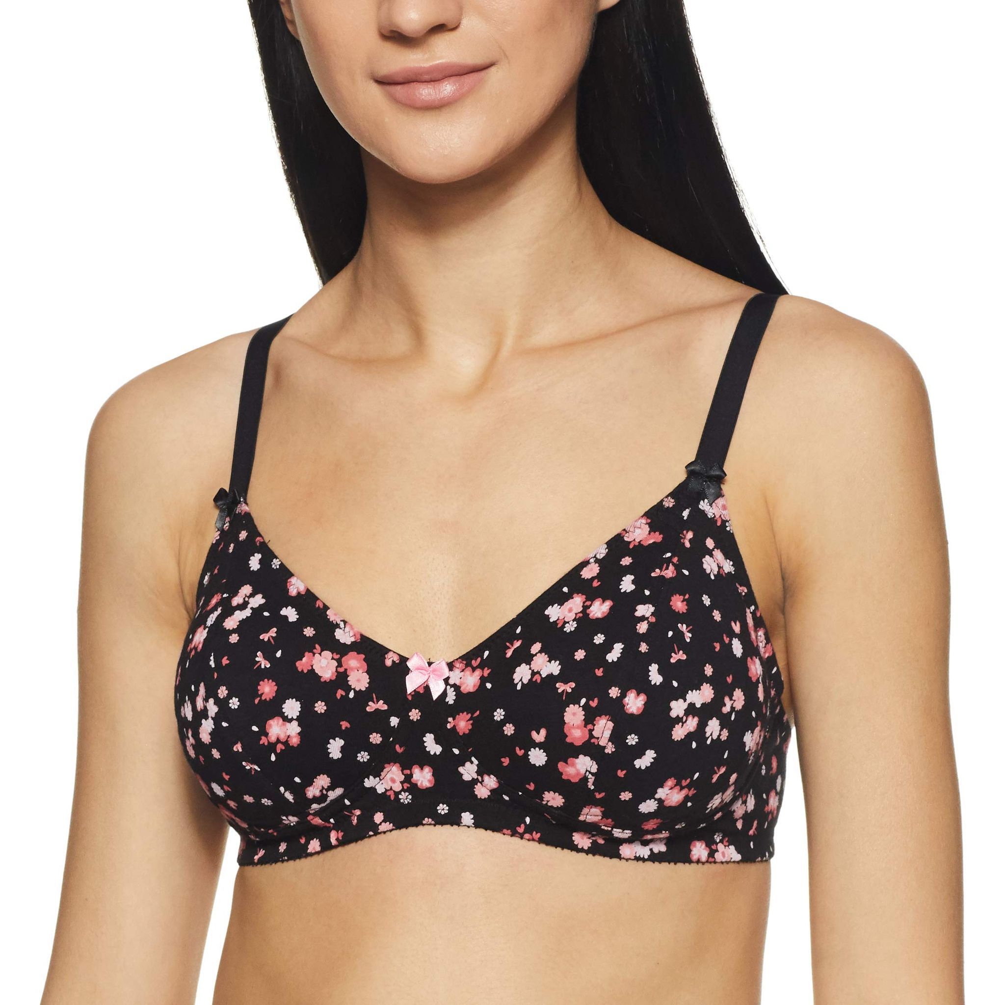 Enamor A074 Side Support�Shaper�Stretch�Cotton Everyday Bra - Non-Padded,�Wire-Free�& High Coverage, Anchor Print, 32B