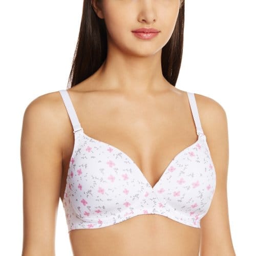 Enamor Women's Non-Wired Bra -38B (White and Prism Pink)