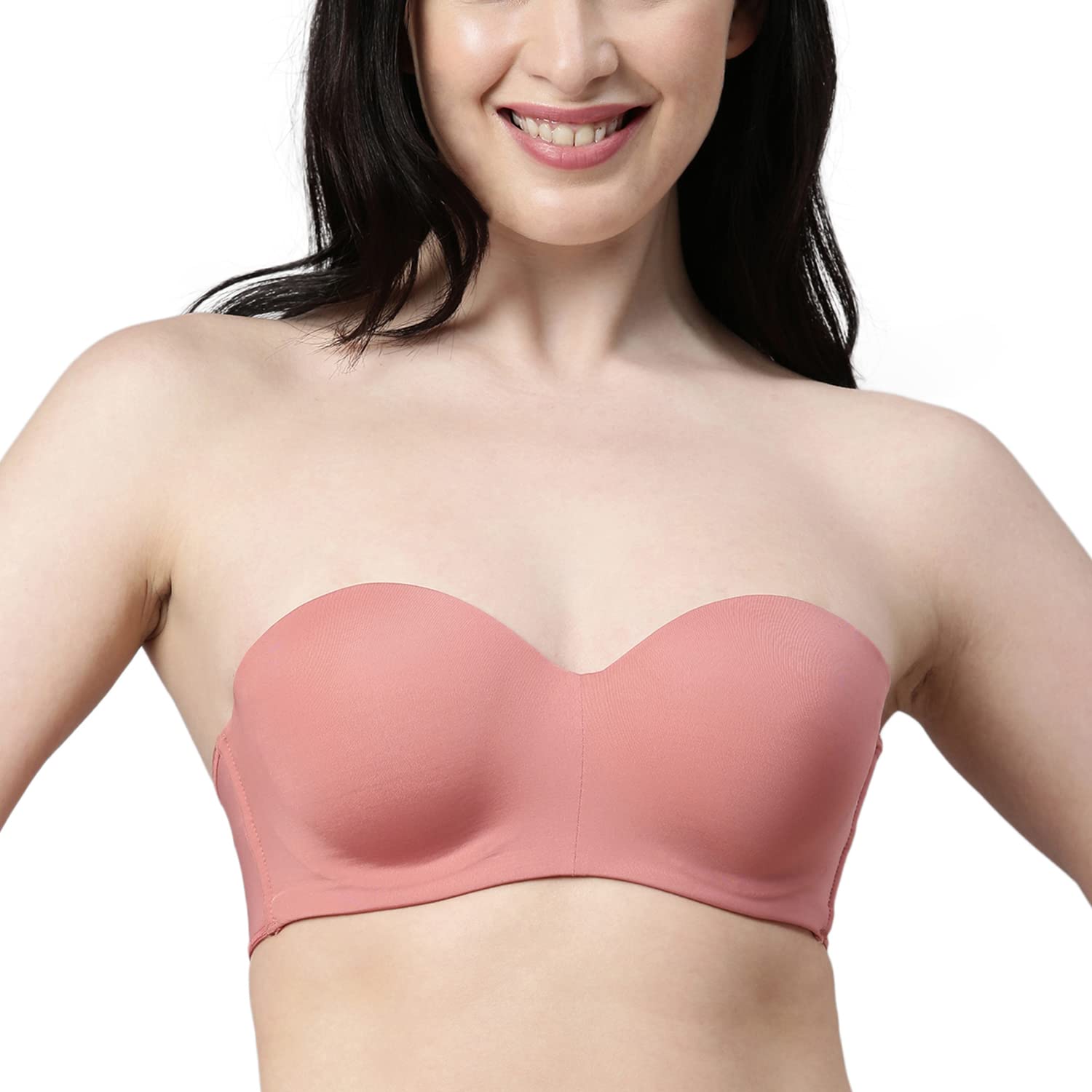 Enamor F074 Women's Nylon Full Figure Strapless & Multi-Way Bra - Padded Wired Medium Coverage(F074-Rosette-40C)