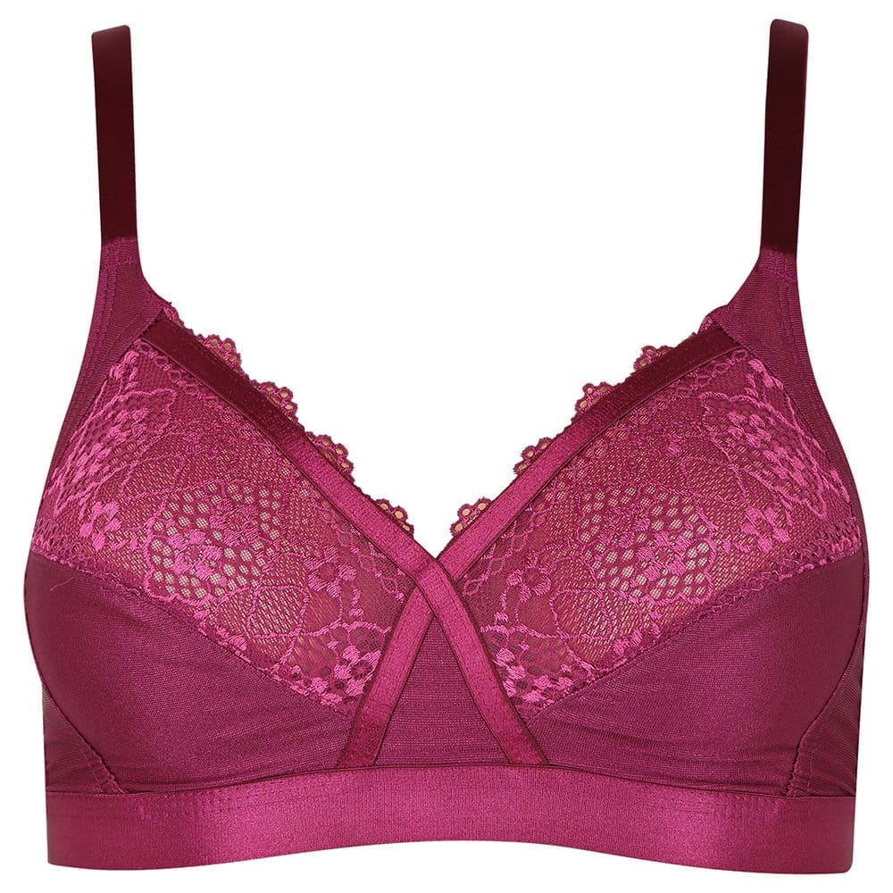 Enamor F028 Full Support Bra - High Coverage Non-Padded Wirefree Wine