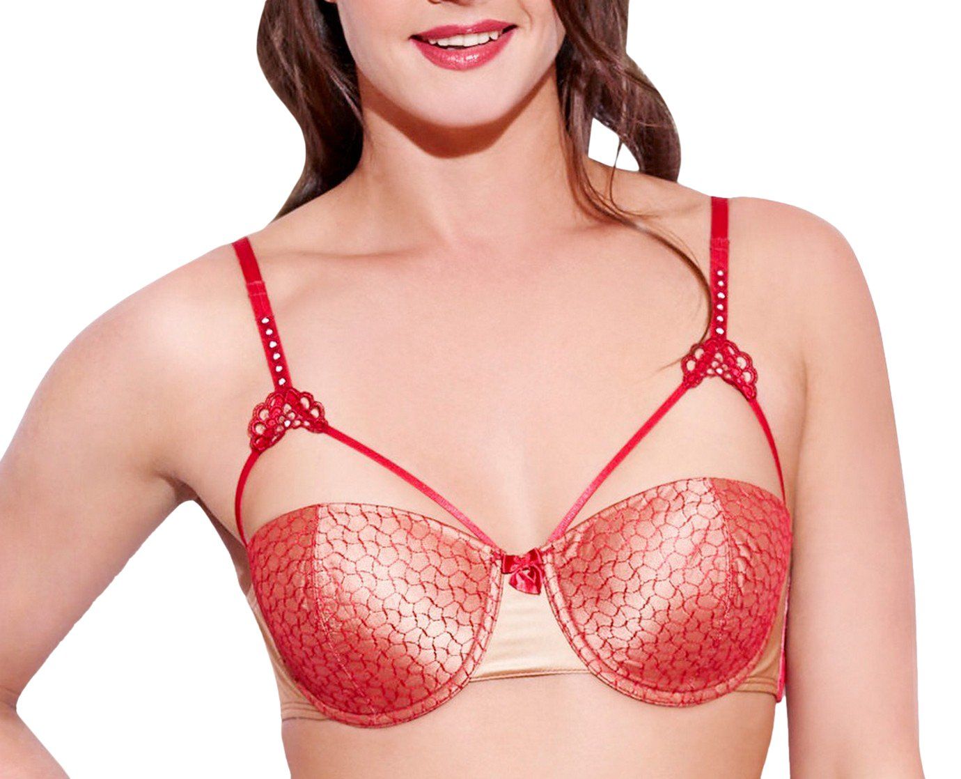 Enamor Padded Wired Balconette Multiway Bra (F030_Ruby_32D)