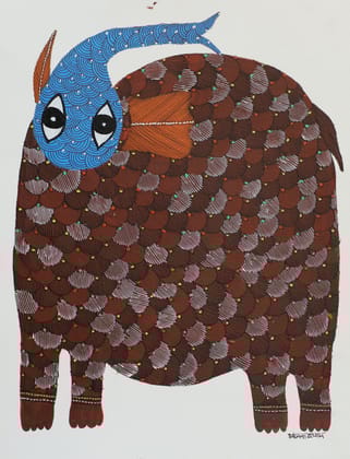 Tribes India Handmade Gond Paper Painting 1TPNGNDMP09136