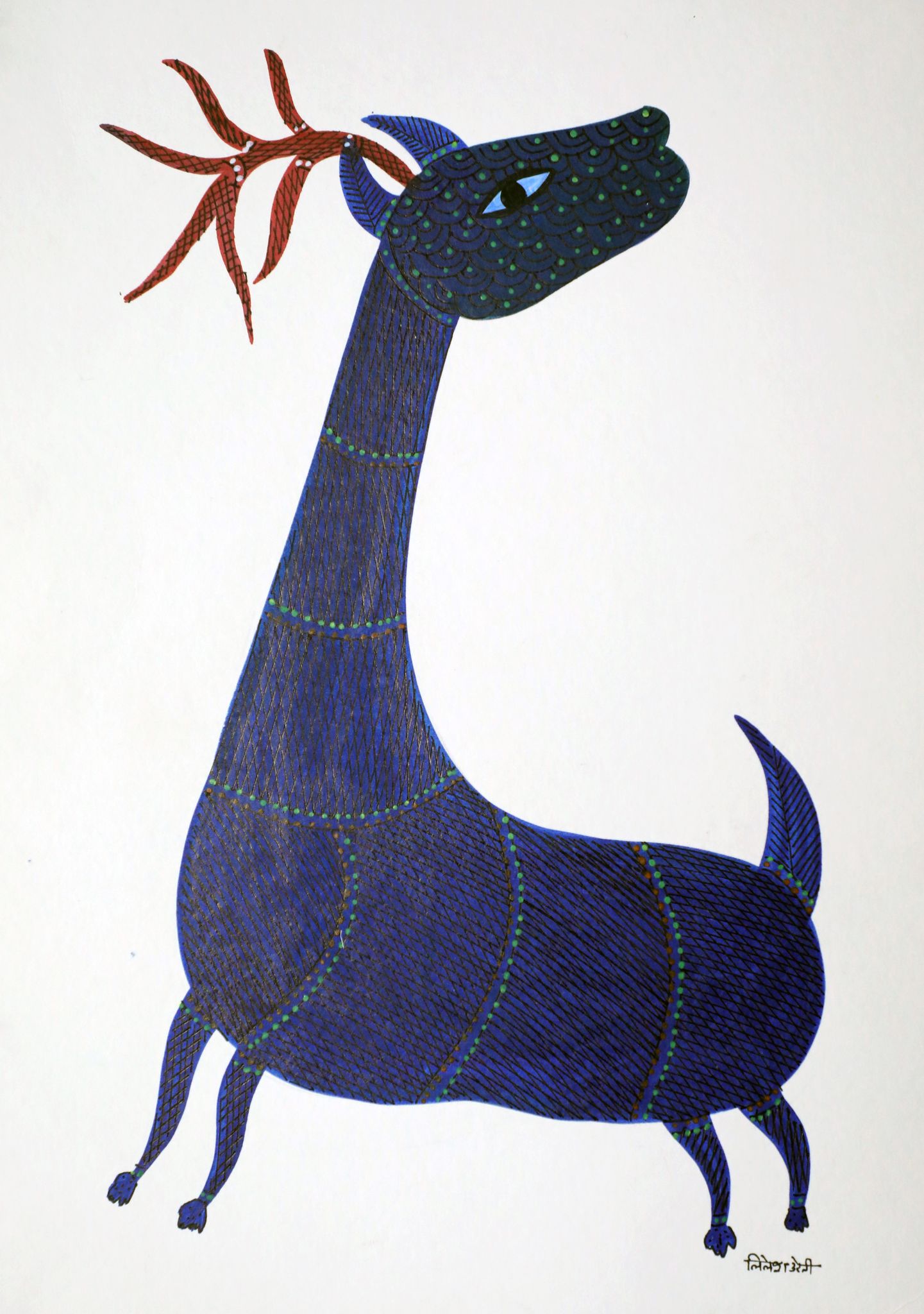 Tribes India Handmade Gond Paper Painting 1TPNGNDMP09209