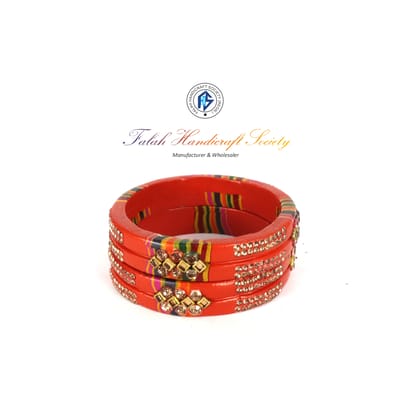 Rajasthani Lac Bangles In Beautiful New Design - Red Rajasthani Lac Bangles In Beautiful New Design - Red