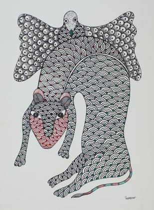 Tribes India Handmade Gond Paper Painting 1TPNGNDMP09220