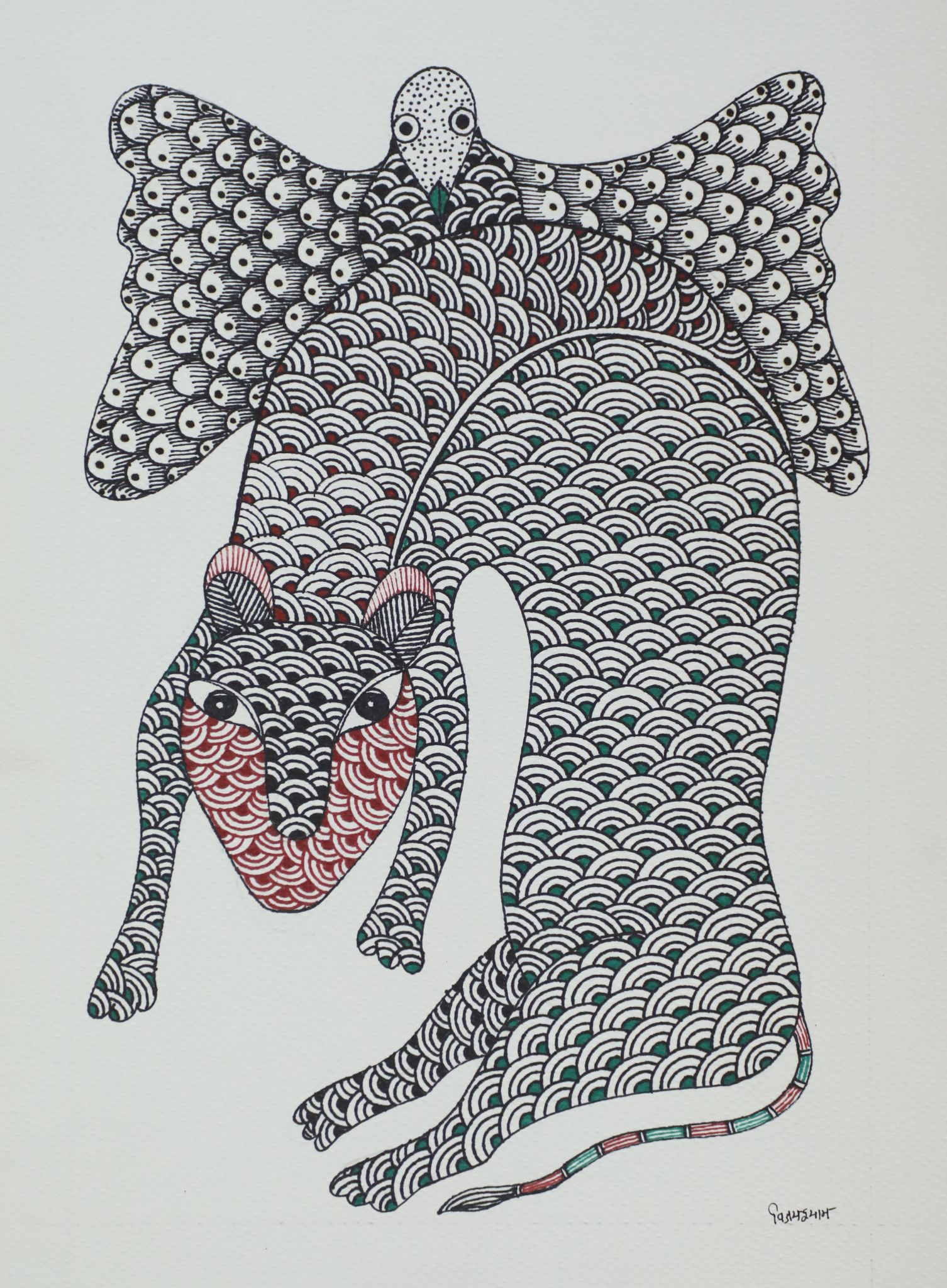 Tribes India Handmade Gond Paper Painting 1TPNGNDMP09220