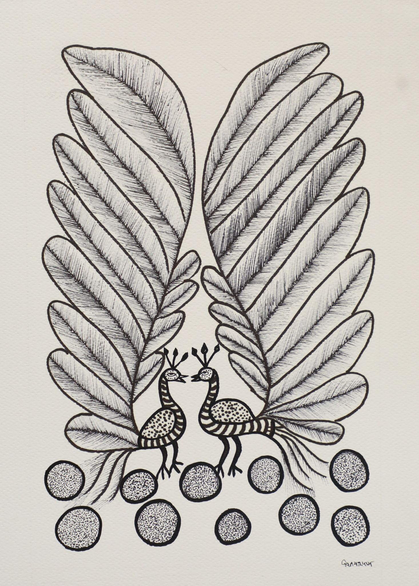 Tribes India Handmade Gond Paper Painting 1TPNGNDMP09221