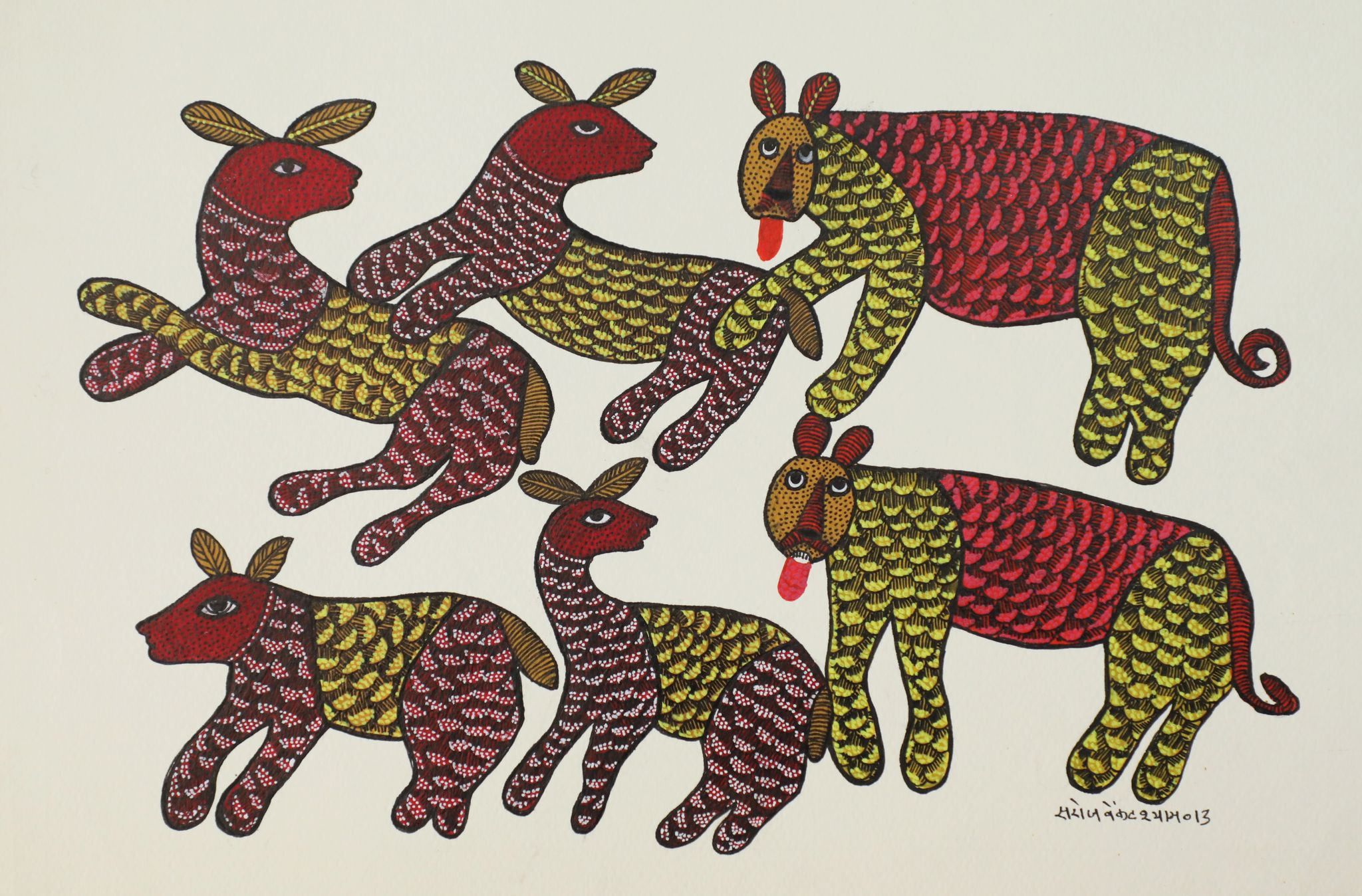 Tribes India Handmade Gond Paper Painting 1TPNGNDMP09235