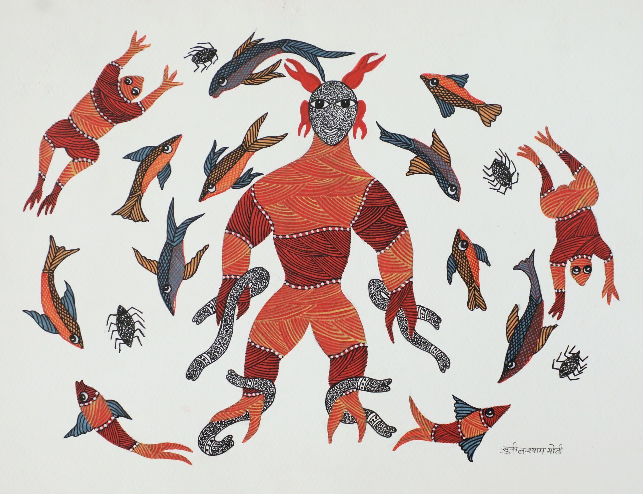 Tribes India Handmade Gond Paper Painting 1TPNGNDMP09239
