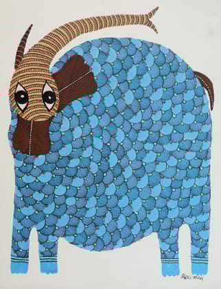 Tribes India Handmade Gond Paper Painting 1TPNGNDMP09283