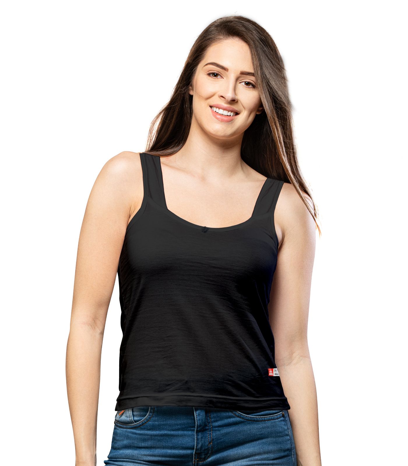NRG Womens Cotton Assorted Colour Tank Top Half Slips ( Pack of 1 Black ) L12 Camisole