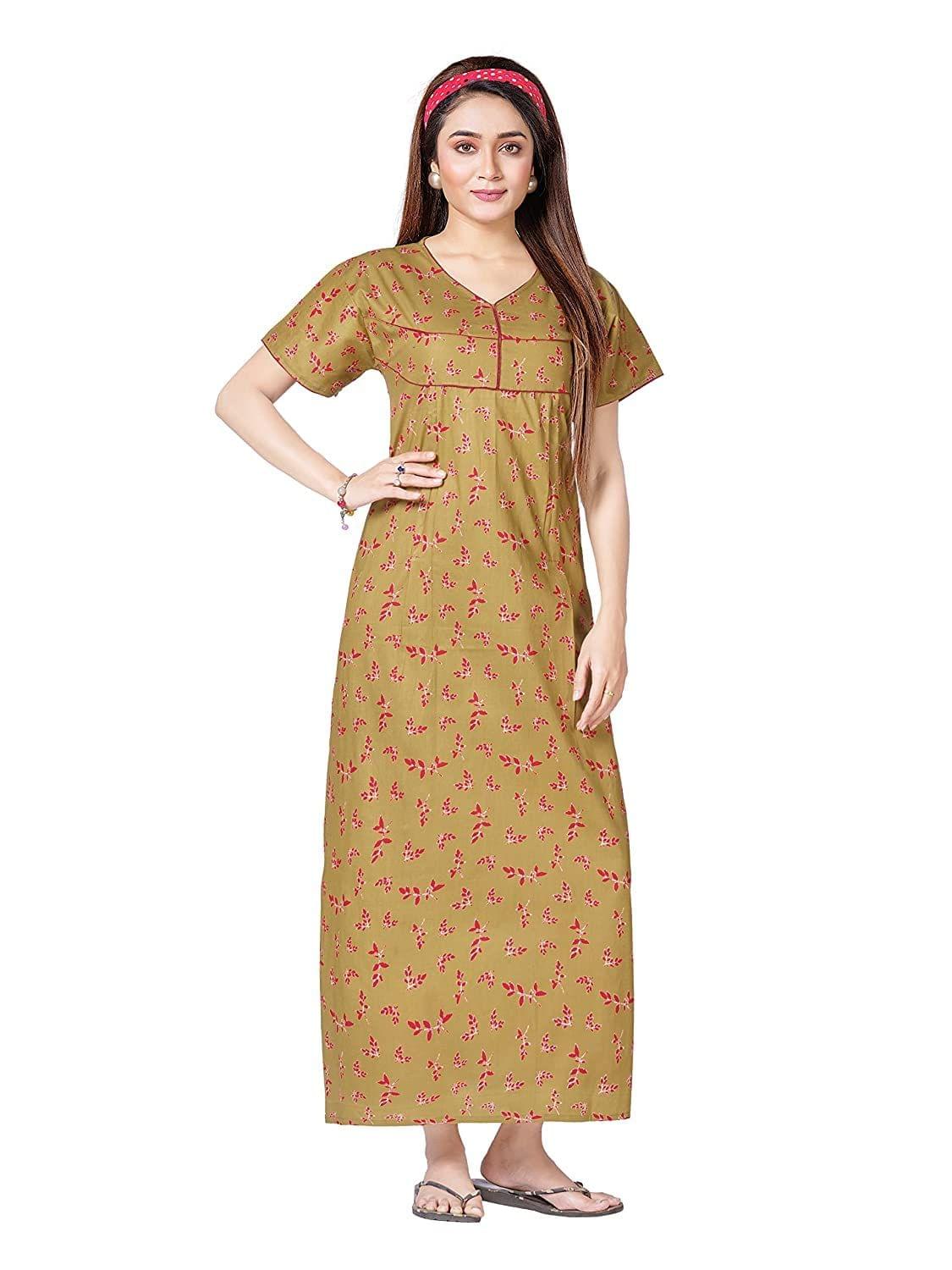 KBNBJ Women's Pure Cotton Nursing, Feeding, Maternity Nighty Gown, Free Size(02)